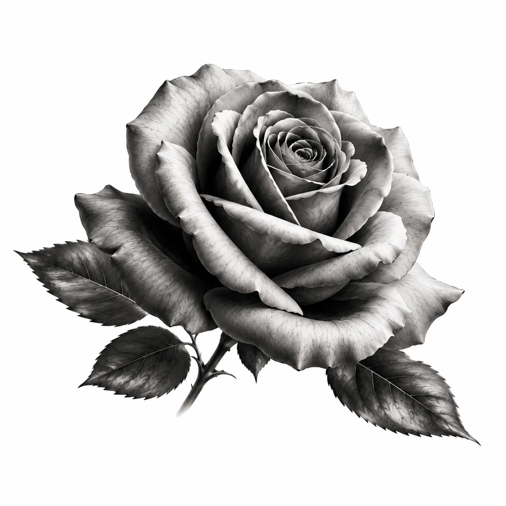 Realistic rose in full bloom forearm tattoo with detailed petals