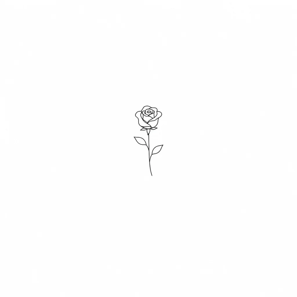 Minimalist rose wrist tattoo with single black line