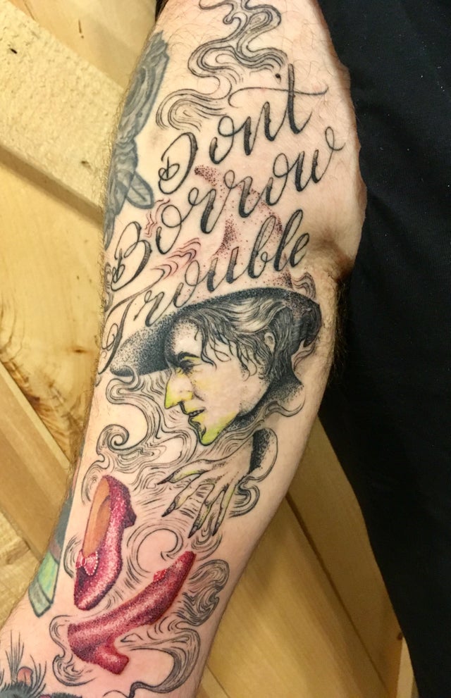 𝖇 on Twitter Got to finish this wicked witch of the west tattoo   Half healed half fresh httpstcol0ZghL7aTP  Twitter