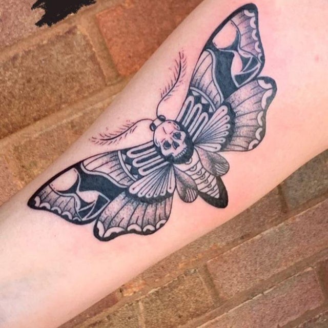 A butterfly landing on my moth tattoo  rmildlyinteresting