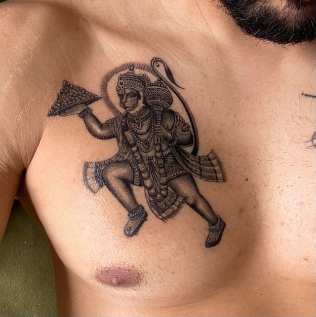 Hanuman tattoos in 2023  Hanuman tattoo Wrist tattoos for guys Band tattoo  designs