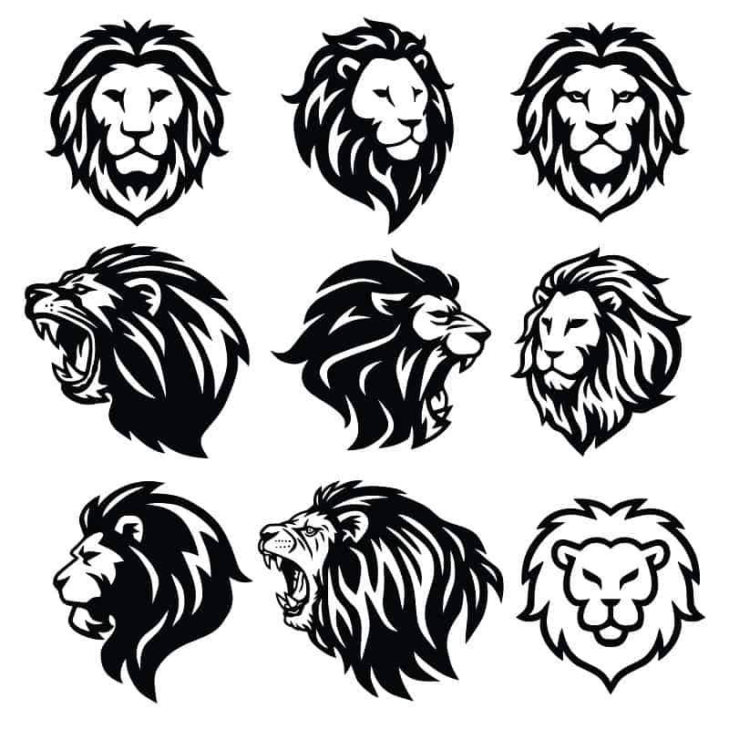 Premium Vector  Lion head logo collection lion tattoo vector illustration